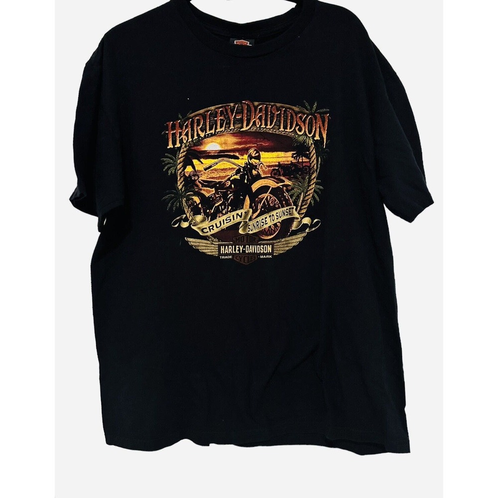 HARLEY-DAVIDSON SHIRT Crusin Sunrise To Sunset Men Size XL Honolulu Hawaii Bikes